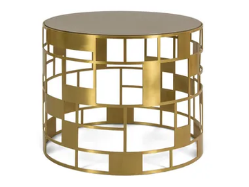 HALT - Round coffee table with brass base and quartz top by JOSÉ LEITE DE CASTRO - view 2